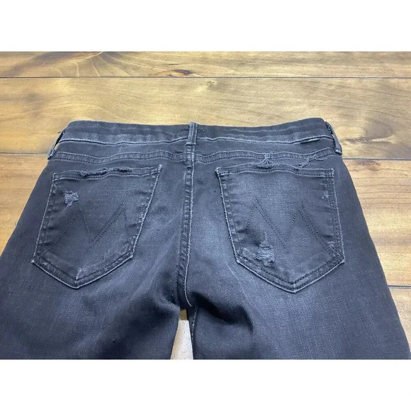 Mother Jeans The Looker Womens Size 28 Black Denim Jeans Destroyed Ride - Picture 7 of 11
